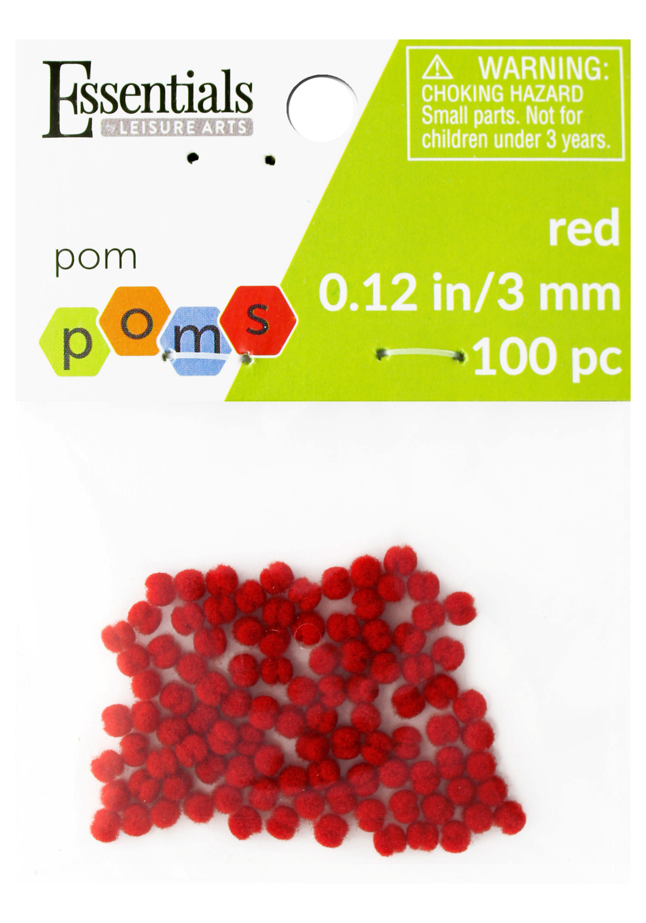 Essentials by Leisure Arts Pom Poms - Red - 3mm - 100 piece pom